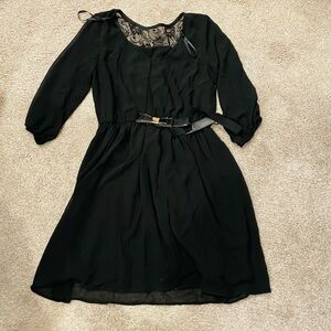 Elegant Black Dress with Lace Detail